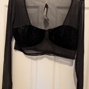 Fashion Nova Black Mesh Top